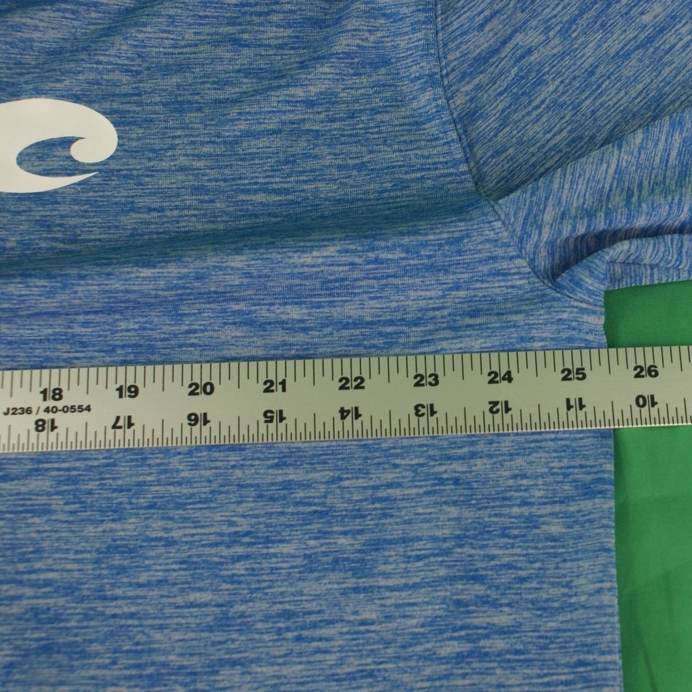 Costa Del Mar Mens XXL Blue Heathered Long Sleeve Performance Shirt Logo Fishing - Picture 8 of 9